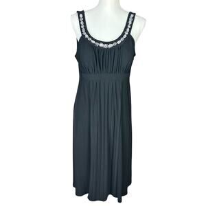 Sangria Dress Sz 12 Black Bejeweled Pleated Empire Waist Cocktail Formal Classic
